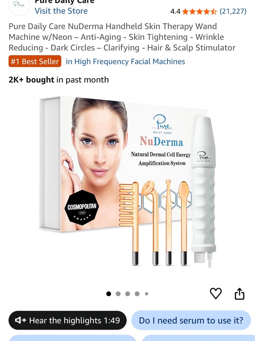 NUDE High-Frequency Skin Therapy Wand